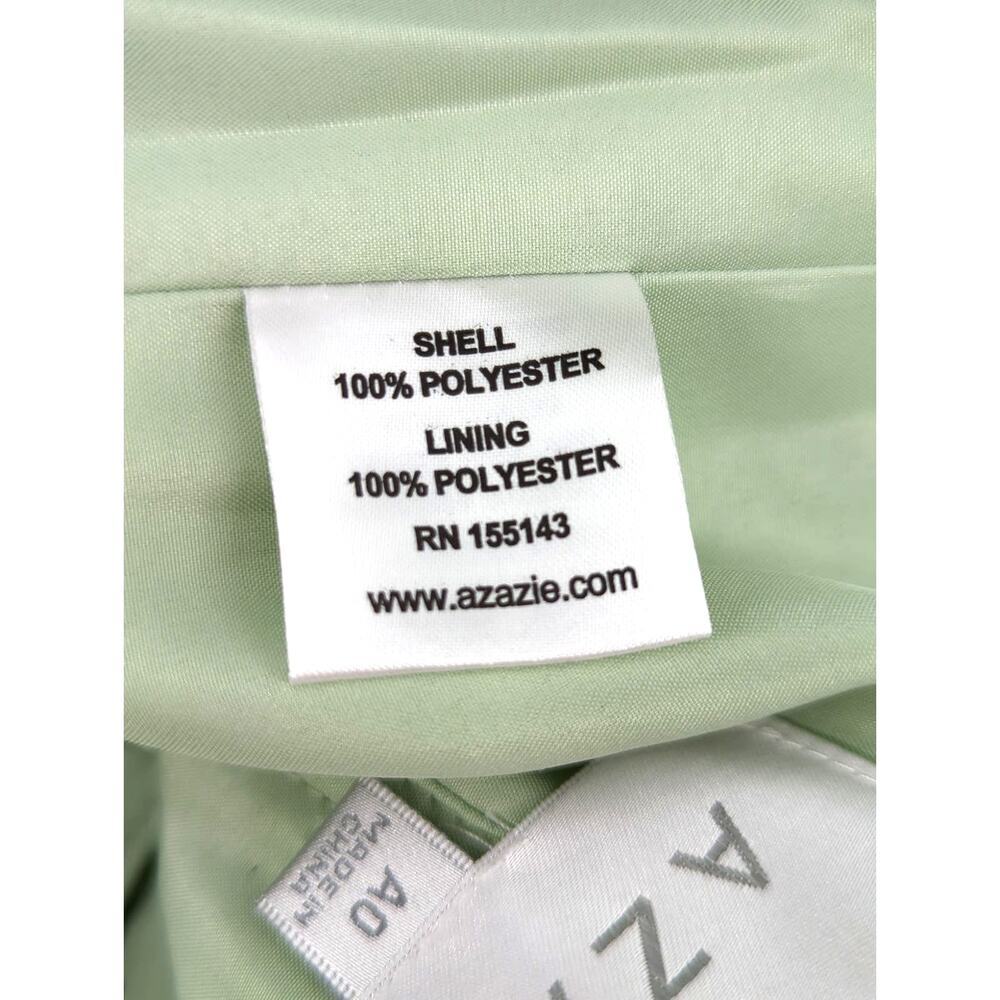 Azazie A-Line Pleated Chiffon Floor-Length Chanel Dress Dusty Sage A0 - Picture 7 of 10